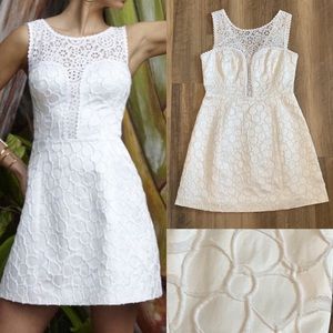 Lilly Pulitzer Raegan Illusion lace Floral Embroidered White Dress